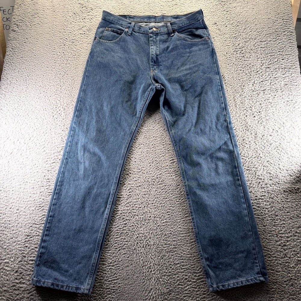 Wrangler Jeans Men's 35x32 Blue Cotton Denim Straight Faded Travel Workwear